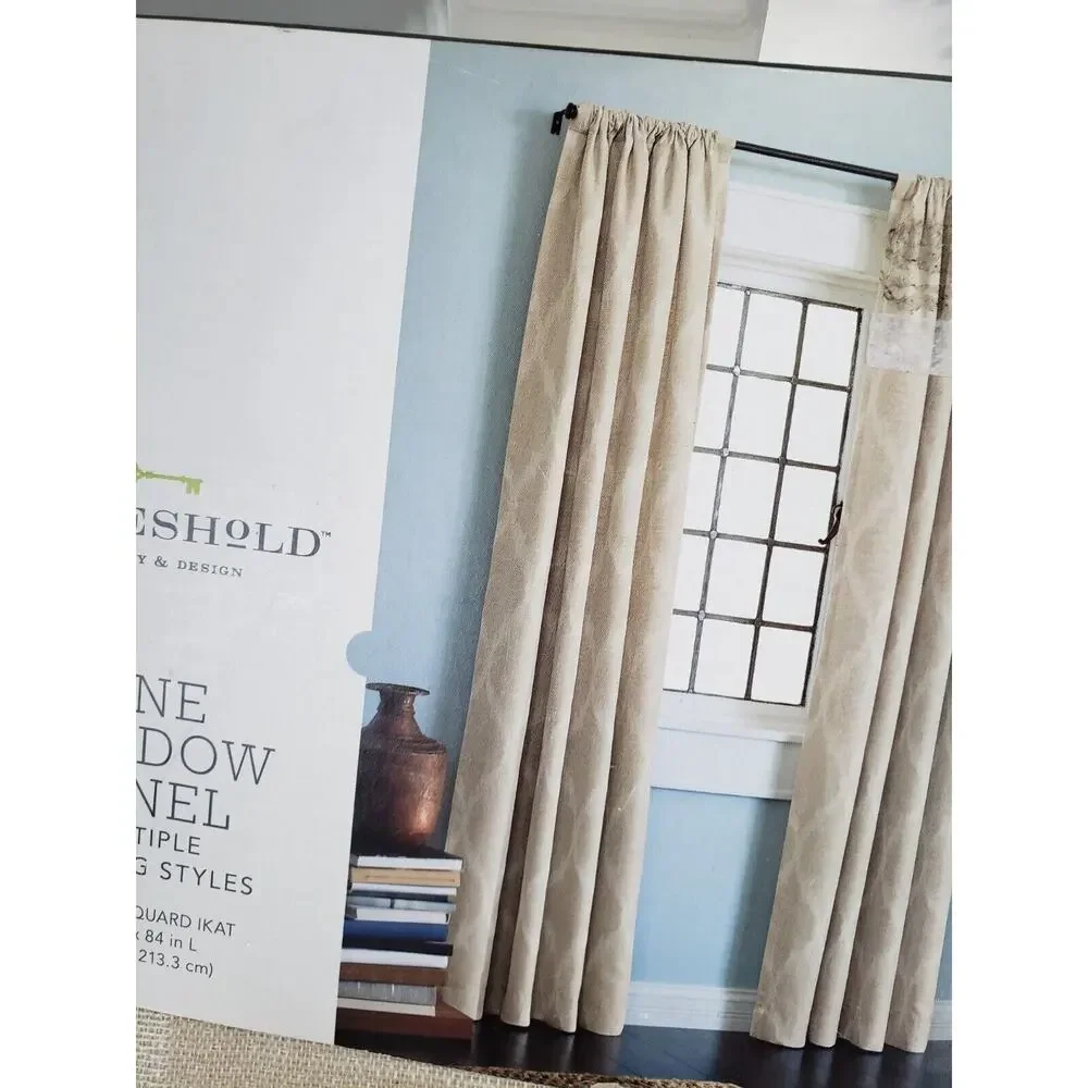 NEW Threshold cream Jacquard Ikat 54x84‎ One Window Panel Target Boho Neutral